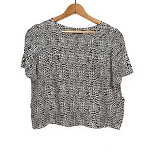 Kate Spade Saturday Zig Zag Black And White Silk Blend Blouse MEDIUM